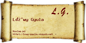 Lőwy Gyula névjegykártya